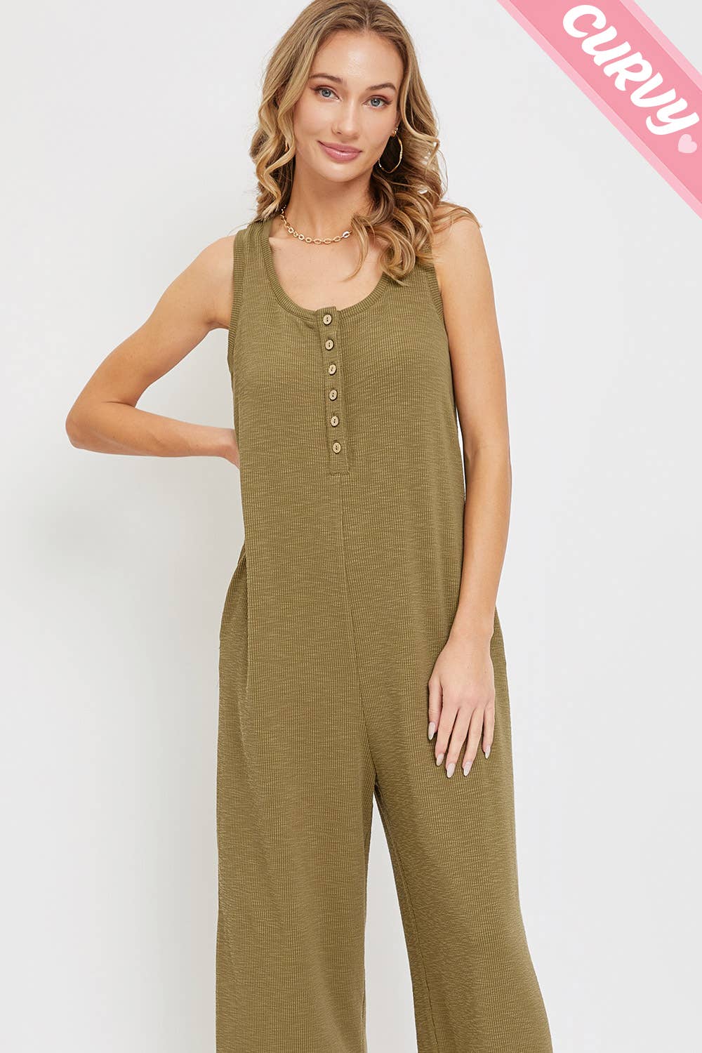 Sweet Lovely by Jen - Wholesale Jumpsuit - Women's - PLUS SIZE DAILY RELAXED BUTTON DOWN JUMPSUIT18