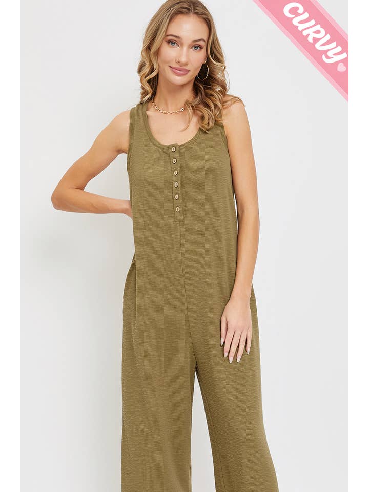 Sweet Lovely by Jen - Wholesale Jumpsuit - Women's - PLUS SIZE DAILY RELAXED BUTTON DOWN JUMPSUIT18
