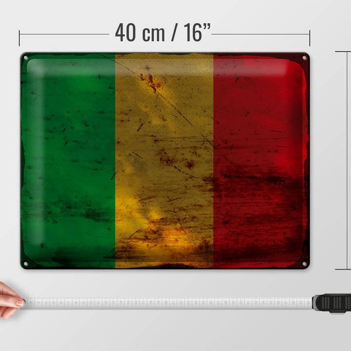 Femer - Wholesale Sign - Mali flag 40 x 30 cm metal sign of Mali rust decorative sign tin sign4