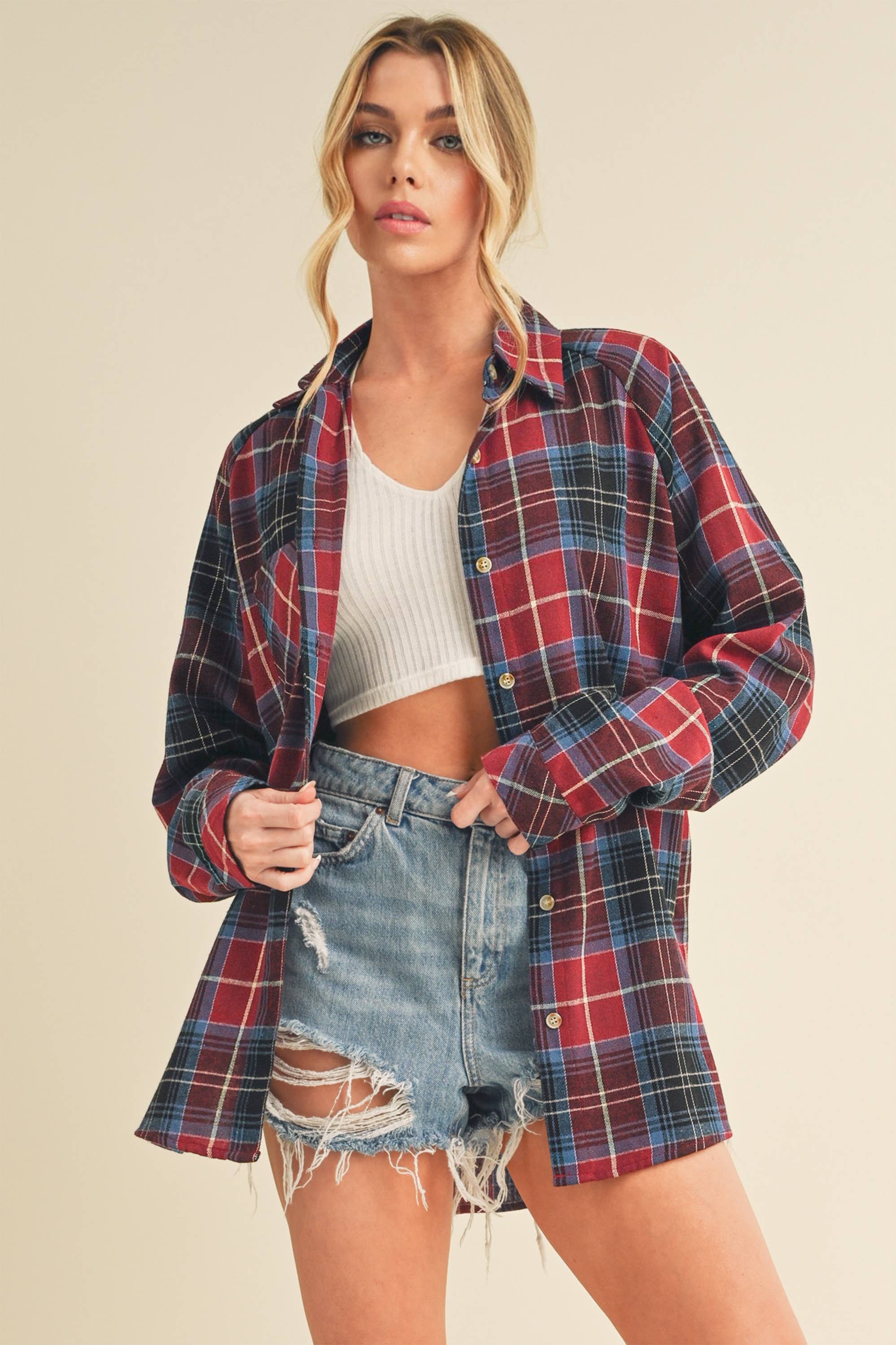 AEMI + CO - Wholesale Button Down Shirt - Women's - 8324DN Katie Flannel Shirt 615