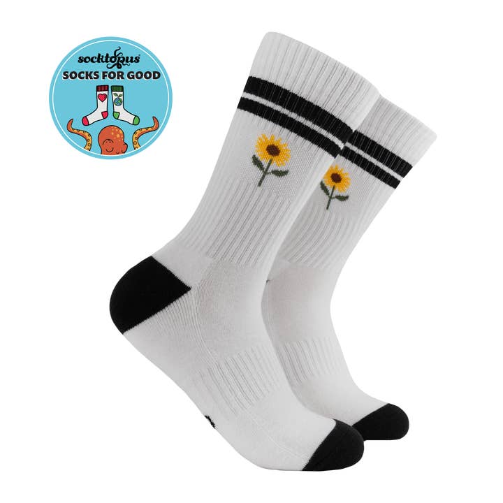 Sunflowers Athletic Socks for wholesale by Socktopus