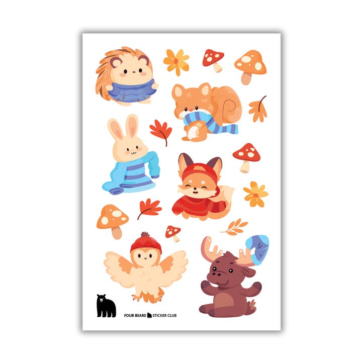 Bundled Up Buddies for wholesale by Four Bears Sticker Club