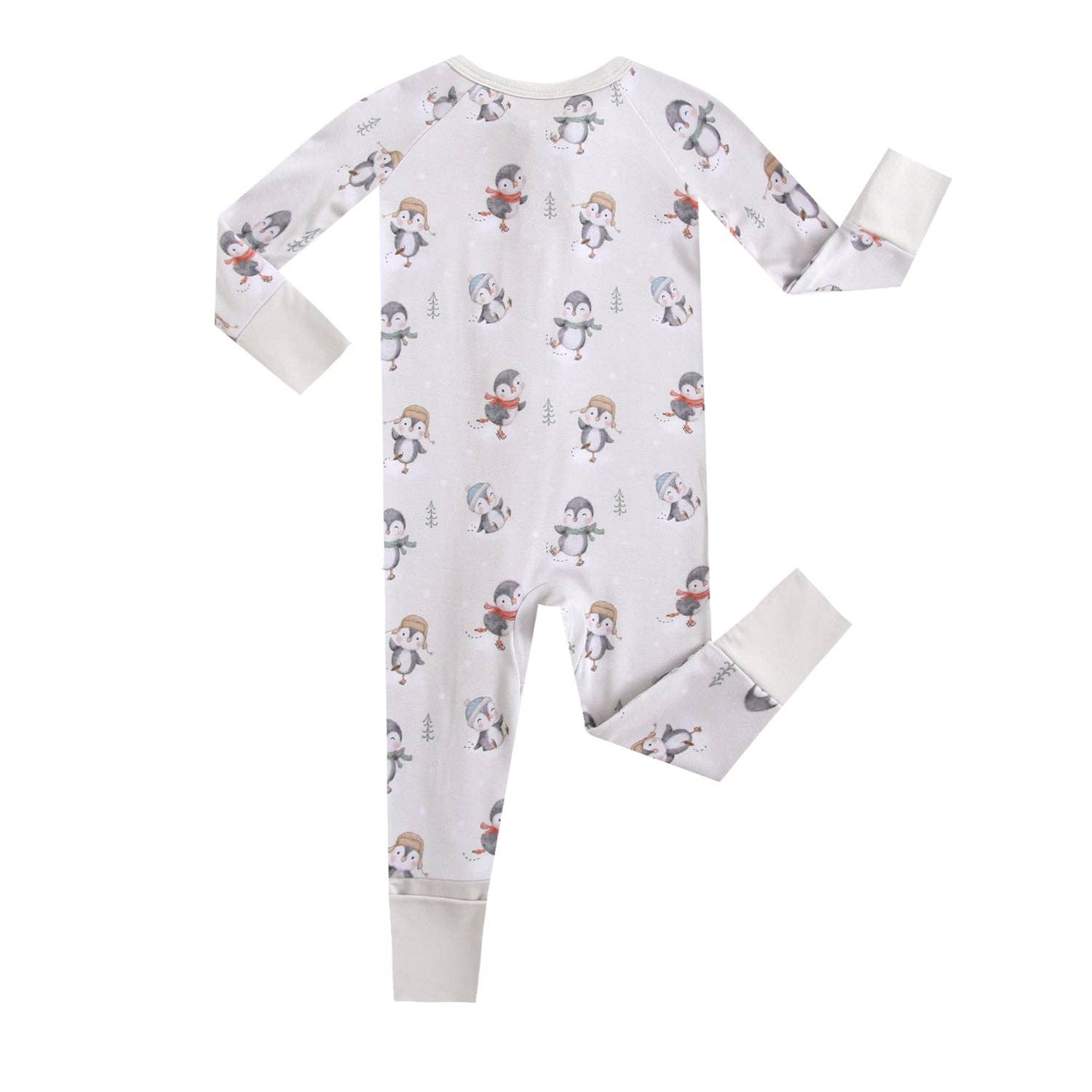 Luxie Charm - Wholesale Bodysuit (Footed) - Baby - Penguins On Ice Zippered Romper NICU Friendly Footie1