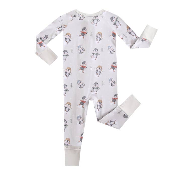 Luxie Charm - Wholesale Bodysuit (Footed) - Baby - Penguins On Ice Zippered Romper NICU Friendly Footie1