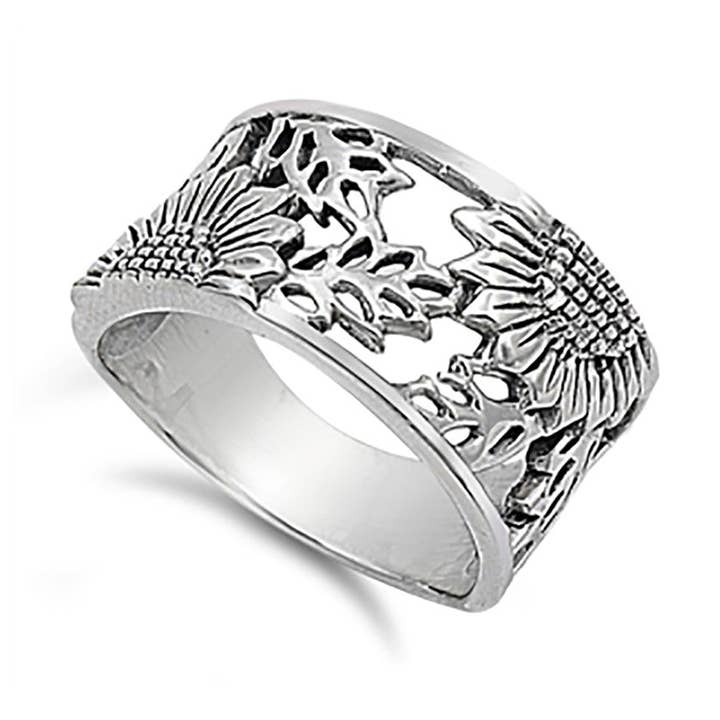 Einfacher schlichter Sonnenblumenring für den Großhandel von Blue Apple Imports