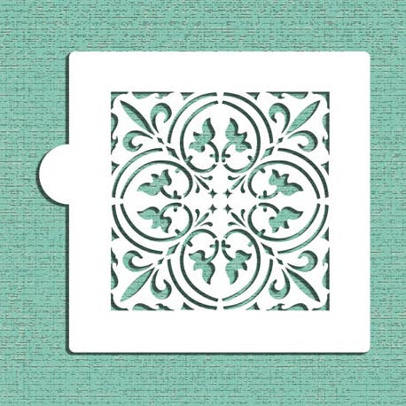 Pochoir pour biscuits et artisanat Scroll Tile pour la vente par Designer Stencils
