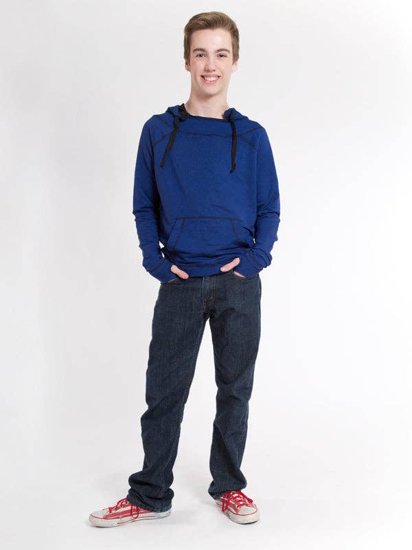 Super Terry Distressed Hoodie, Royal for wholesale by Sugar And Bruno