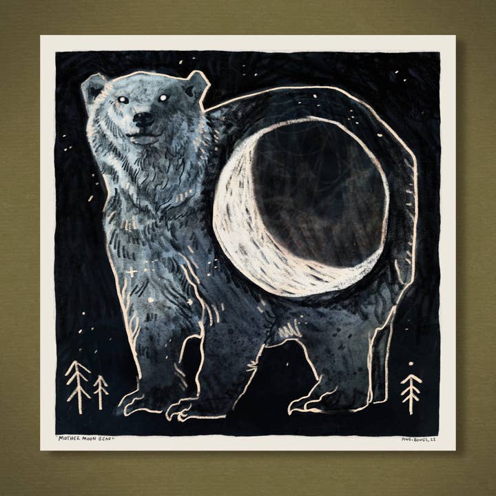 Mother Moon Bear - 8x8 Nature Wilderness Art Print for wholesale by Pine Bones