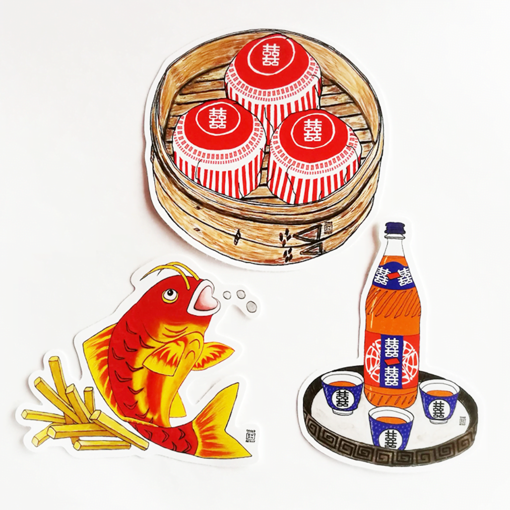 Sarah Kwan Artist – wholesale Phone & laptop stickers – Sticker Pack - East meets West1