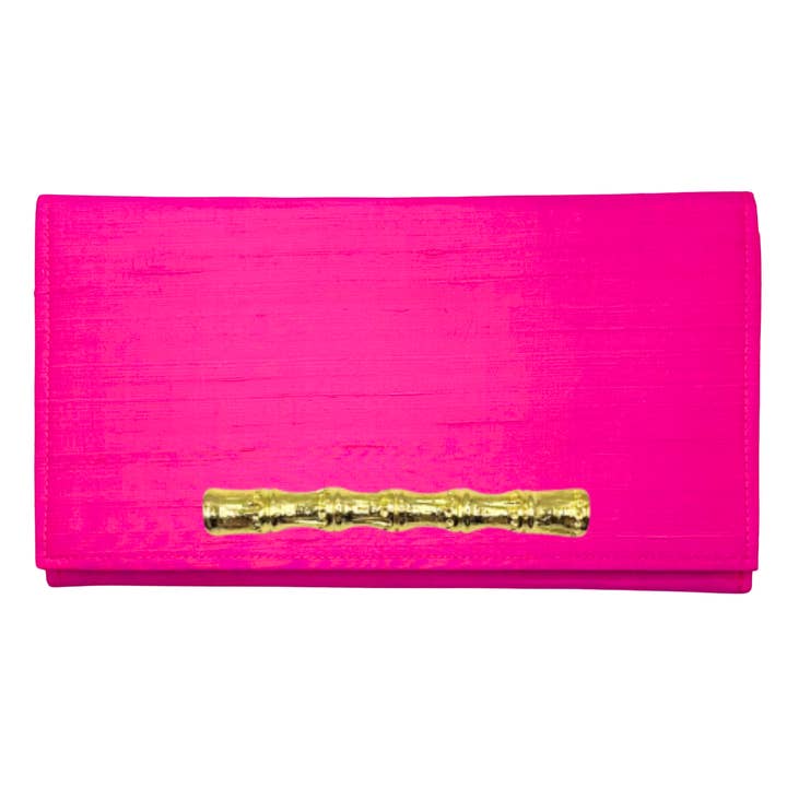 Garland Bags - Wholesale Clutch Bag - Women's - Hot Pink Dupioni Silk Cindy Clutch w/ Magnetic Snap