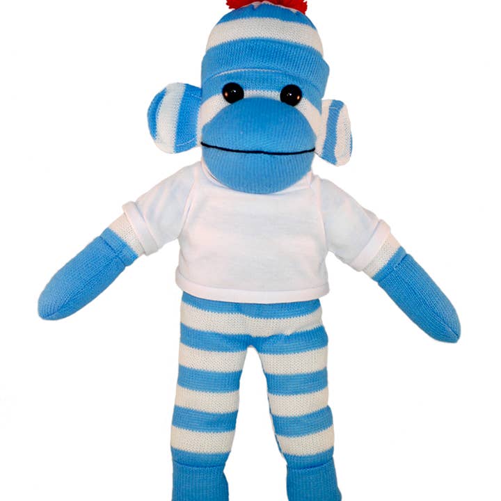 Plushland - Wholesale Stuffed/Plush Toy - Kids & Baby - Blue Sock Monkey Bean Bag animal 10"10