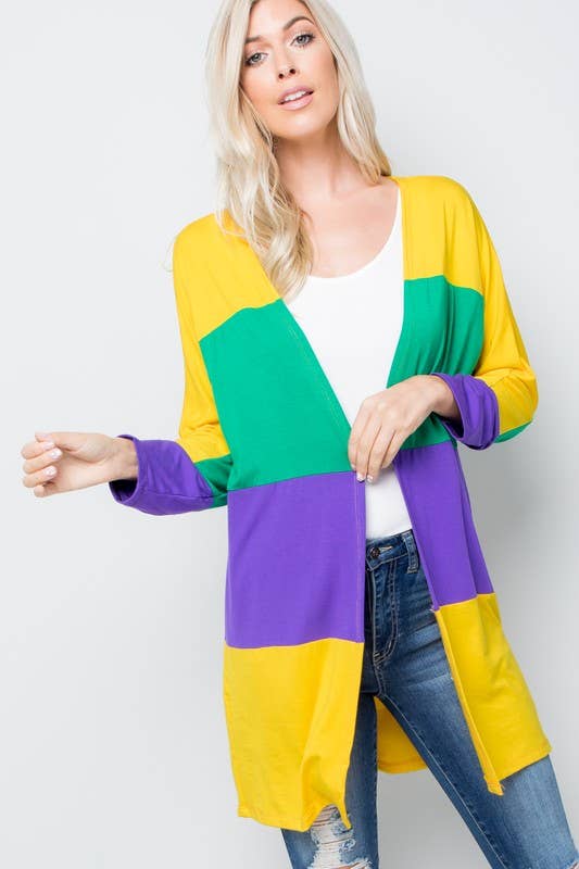 MULTI MARDI GRAS OPEN CARDIGAN for wholesale on Faire3