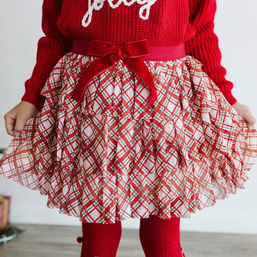 Sweet Wink - Wholesale Tutu - Kids - Christmas Plaid Bow Tiered Tutu - Kids Boutique Clothing2