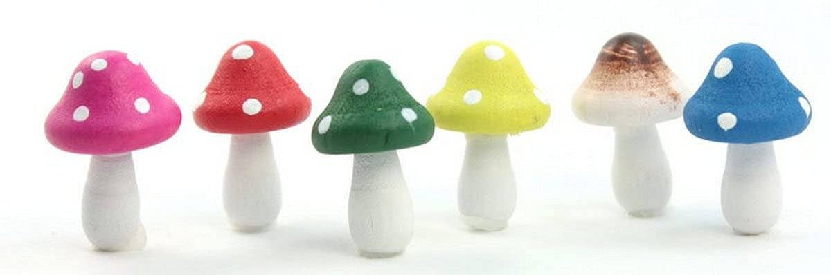 Multicolor Minidecoración de hongos de madera de Meyer Imports (paquete de 10 unidades) de venta al por mayor en Faire4