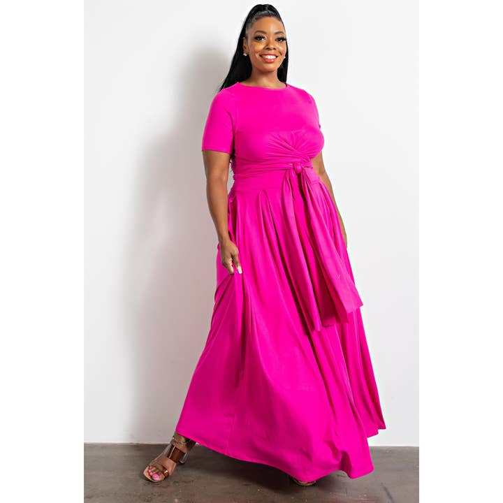 PLUS SIZE SOFT KNIT WRAP AROUND TOP MAXI SKIRT SET for wholesale by The Curve LA