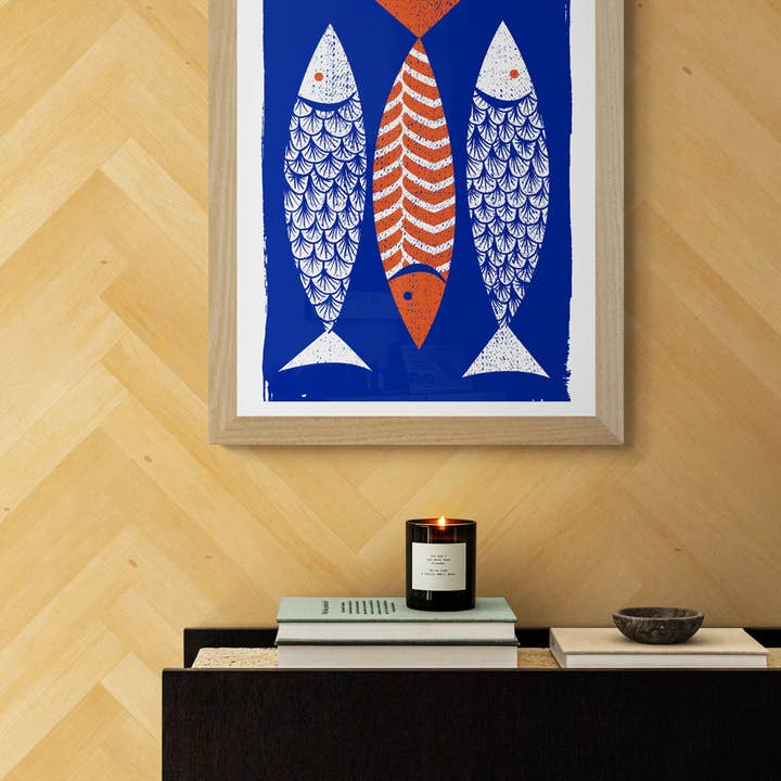 strawberryluna - Wholesale Art Print - Modern Art Screenprint Scandinavian Style - 3 Fish Art2