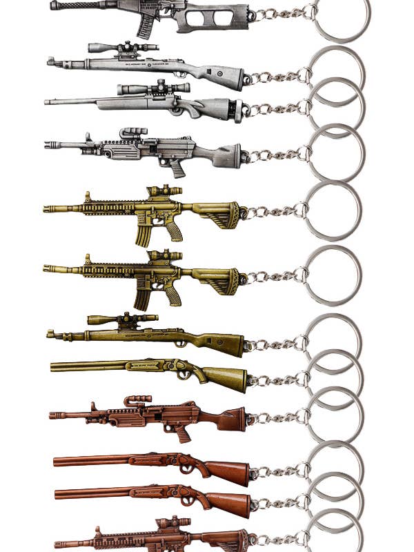 Combat Battle Rifle Gun Alloy Key Chain for wholesale by Cap Zone