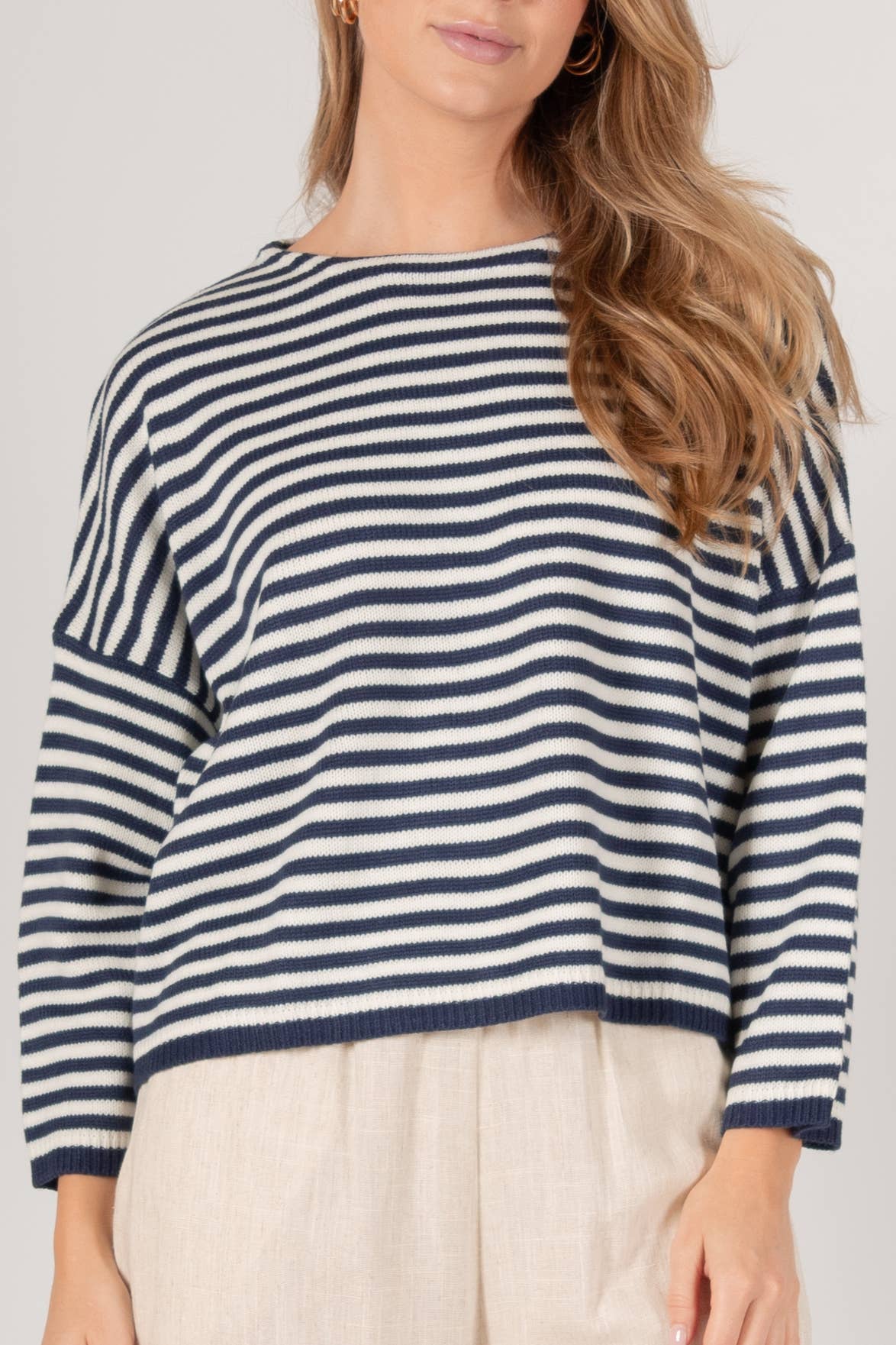 Before You Collection - Wholesale Knit Sweater - Women's - Striped T-Body Sweater0