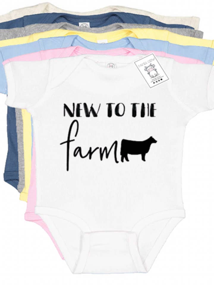 Boerderij Baby Rompertjes - Nieuw op de Boerderij Koe, Varken of Tractor voor wholesale door Paper Cow LLC