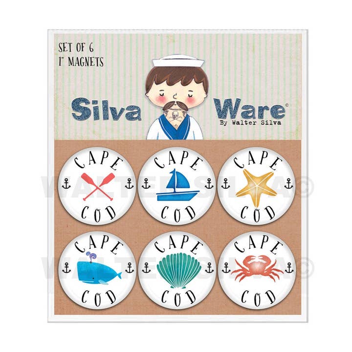 CAPE COD 6PK Nautical Refrigerator Magnets for wholesale by Silva Ware By Walter Silva