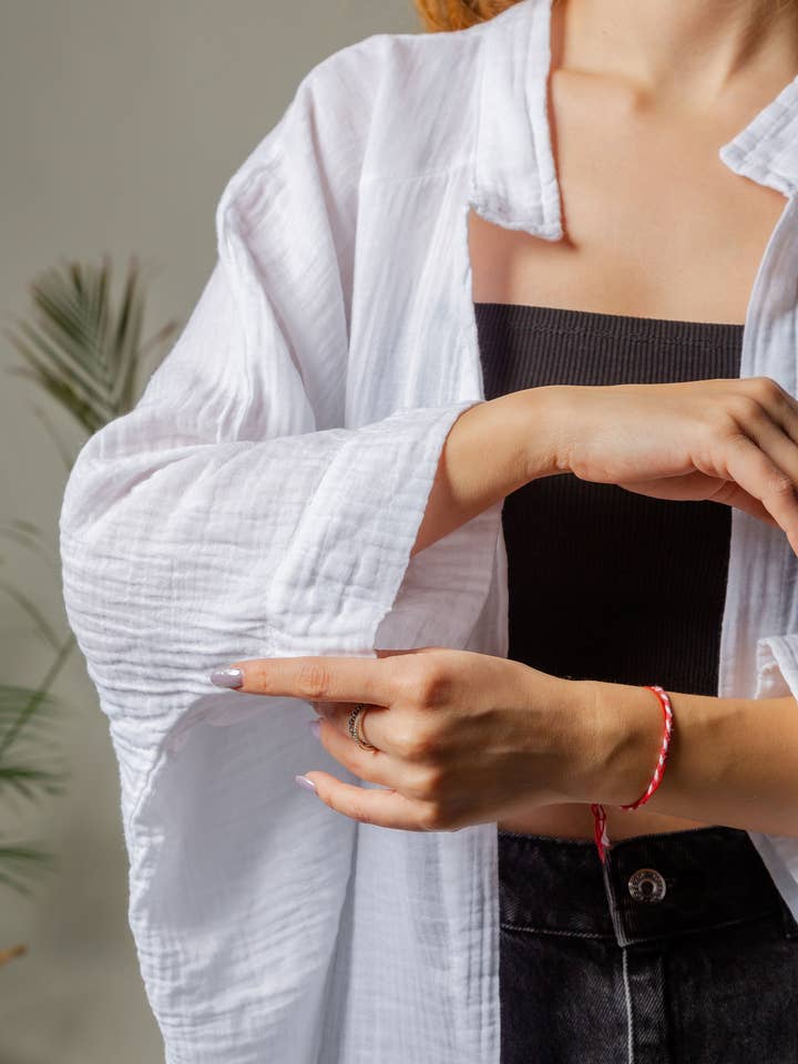 Moa - Wholesale Kimono - Women's - Boho Style Cream Muslin Poncho8