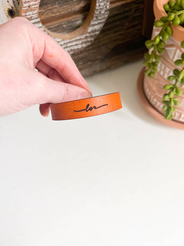 Leather Cuff Bracelet - Love for wholesale by Left Grain