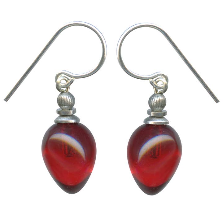 MINI BERRIES 16 - BRIGHT RED GERMAN GLASS DROP EARRINGS for wholesale by Owen Glass Collection
