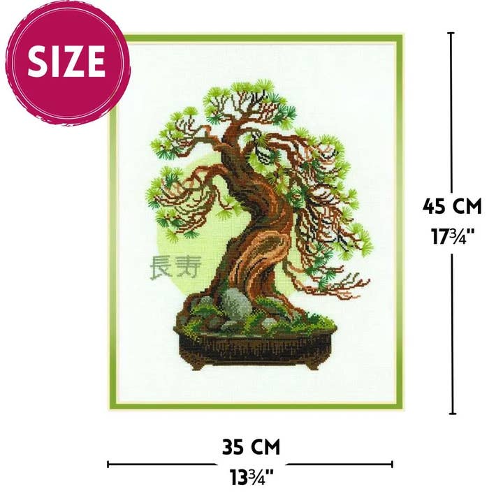 RIOLIS - Wholesale Embroidery/Cross Stitch Supplies - Cross Stitch Kit Riolis 1037 Bonsai Matsu Longevity Wish1