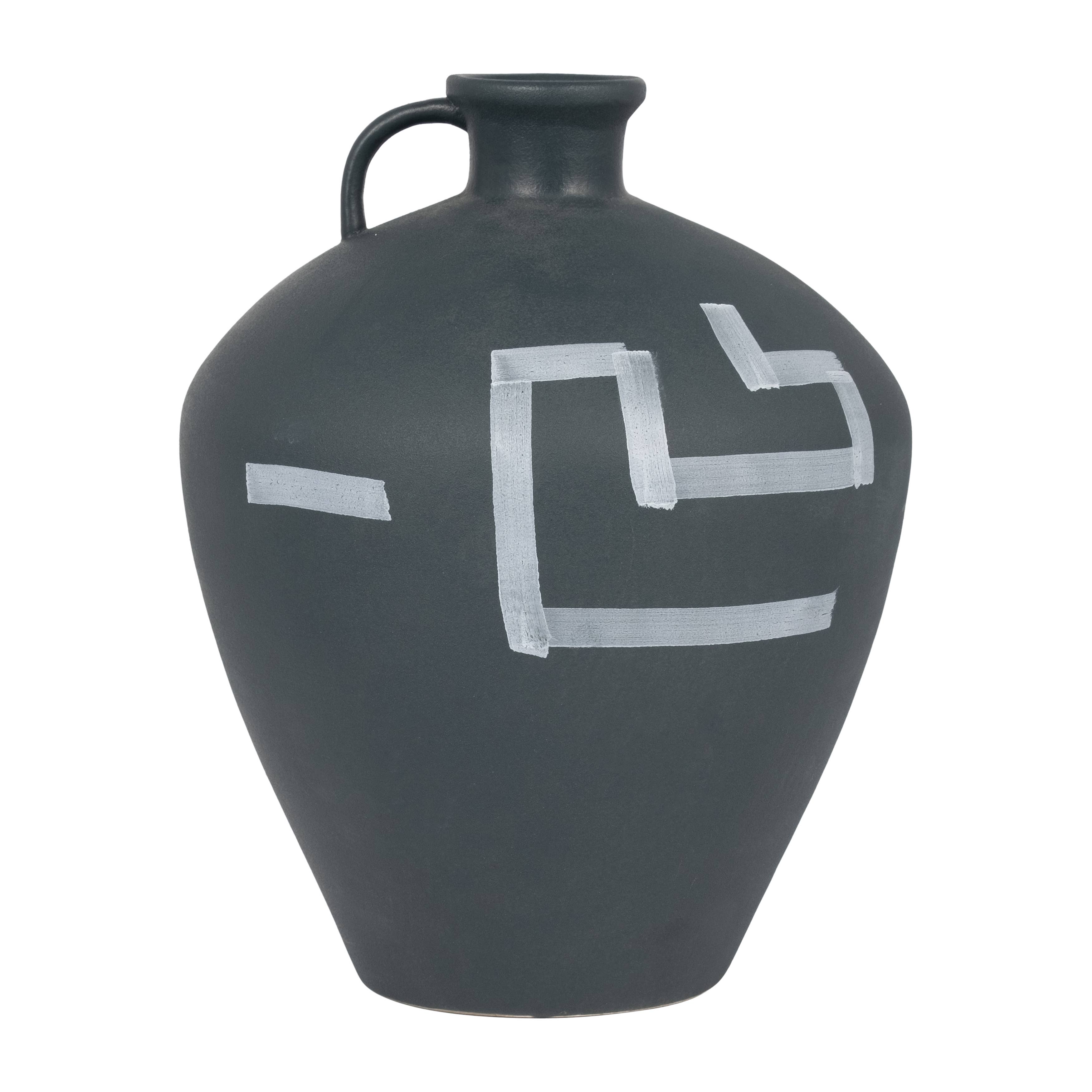 Sagebrook Home - Wholesale Vase - Decorative Vase - Gray Ceramic Painted Aztec Jug, 12 in.4