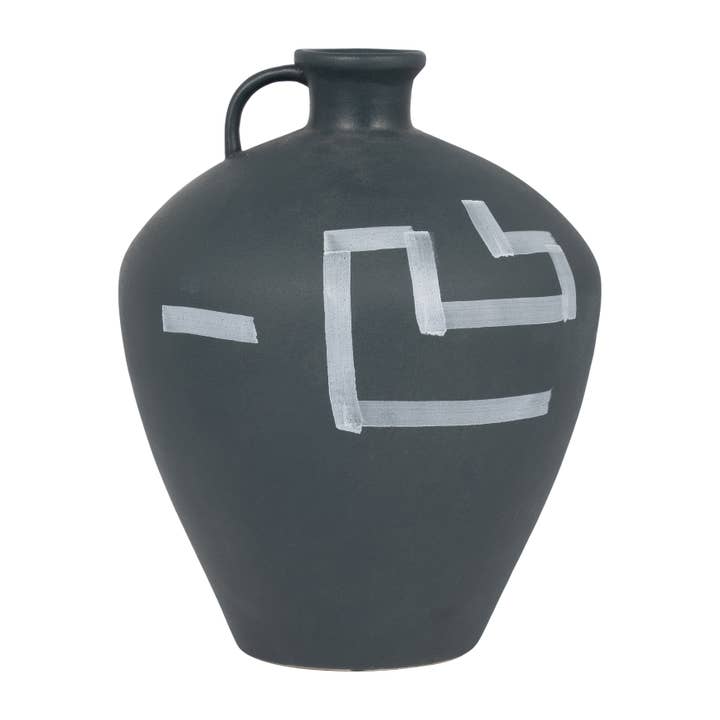 Sagebrook Home - Wholesale Vase - Decorative Vase - Gray Ceramic Painted Aztec Jug, 12 in.4
