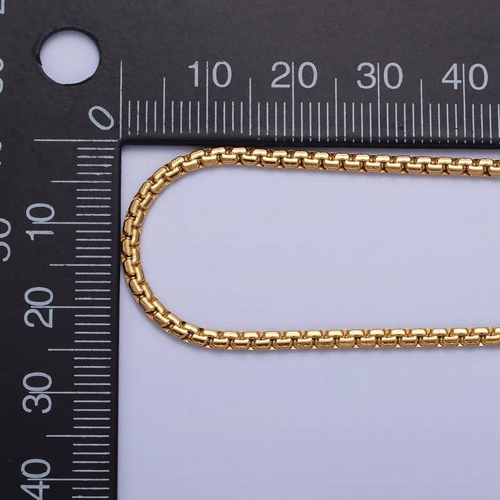 Aim Eternal - Wholesale Link & Chain Necklace - Stainless Steel Box Boston Chain Necklace 2mm Thick Gold Box Chain 17.7 inches, 19.6 inches for Jewelry Making | WA-1700 WA-1705 Clearance Pricing2