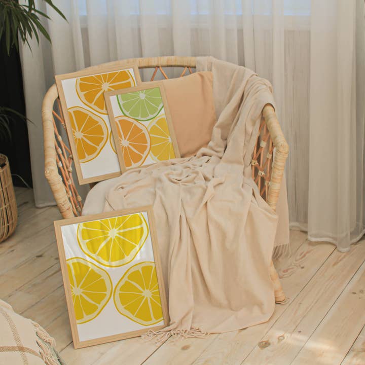 Impressões artísticas Citrus Punch, carrinho de bar e decoração de cozinha funky por atacado de Abate Graphics