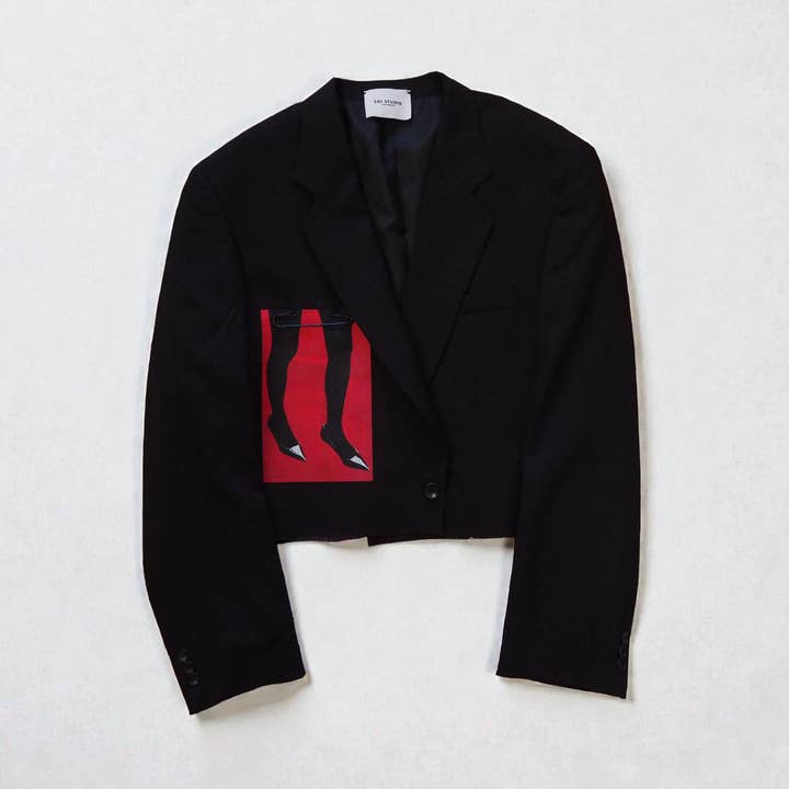 Casaco 'Pernas Vermelhas' Impresso Reformulado por atacado de SOI STUDIO