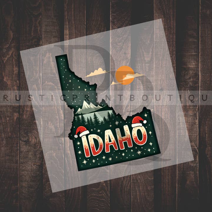 Christmas DTF Heat Transfer Idaho State Xmas DTF for wholesale by RusticPrintStudio
