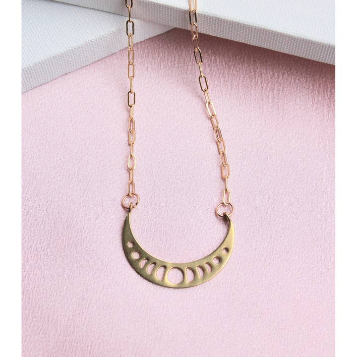 Moon Phase Arc Necklace for wholesale by Gillian Inspired Designs