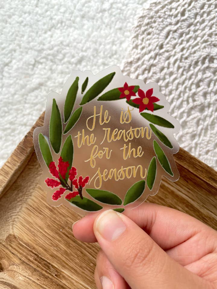 Autocollant transparent Il est la raison | 2,8 « x3" pour la vente par Verosletters