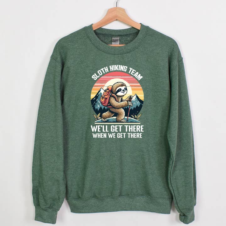 Luiaard Wandelteam Comfortabele Crew Trui voor wholesale door Fuzzy Loon Designs