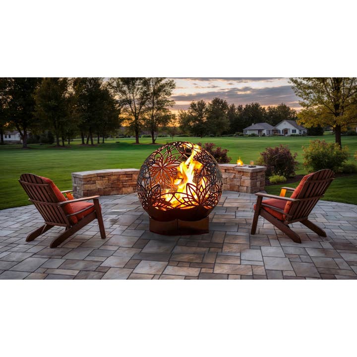 FlowerHouse - Wholesale Fire Pit - 24in Bonfireball Fire Pit - Lotus in Stainless Steel