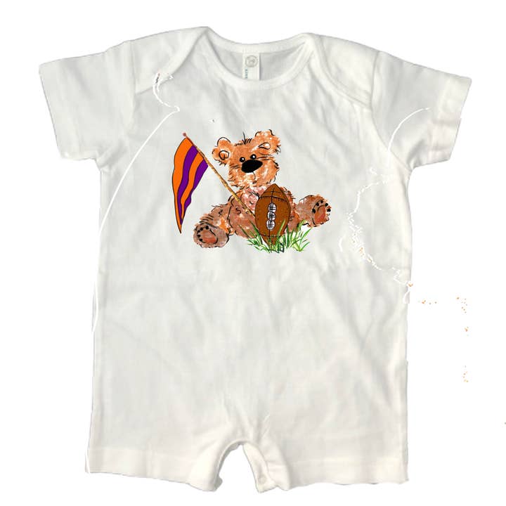 Mameluco de algodón con forma de oso de niño naranja y morado 2379 para venta al por mayor de Designs By Beverly, LLC