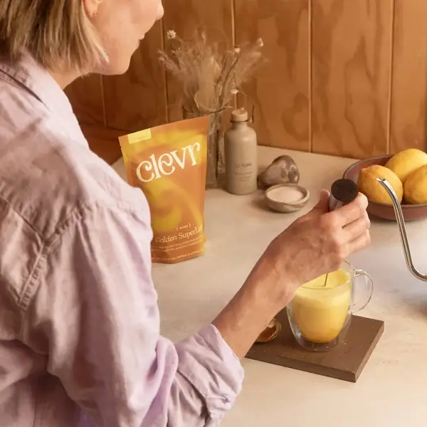 Clevr Blends - Wholesale Powdered Health Drink - Golden SuperLatte (14 or 30 Servings) | Instant Turmeric Latte with Adaptogens, Mushrooms and Probiotics1