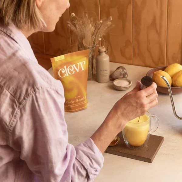 Clevr Blends - Wholesale Powdered Health Drink - Golden SuperLatte (14 or 30 Servings) | Instant Turmeric Latte with Adaptogens, Mushrooms and Probiotics1