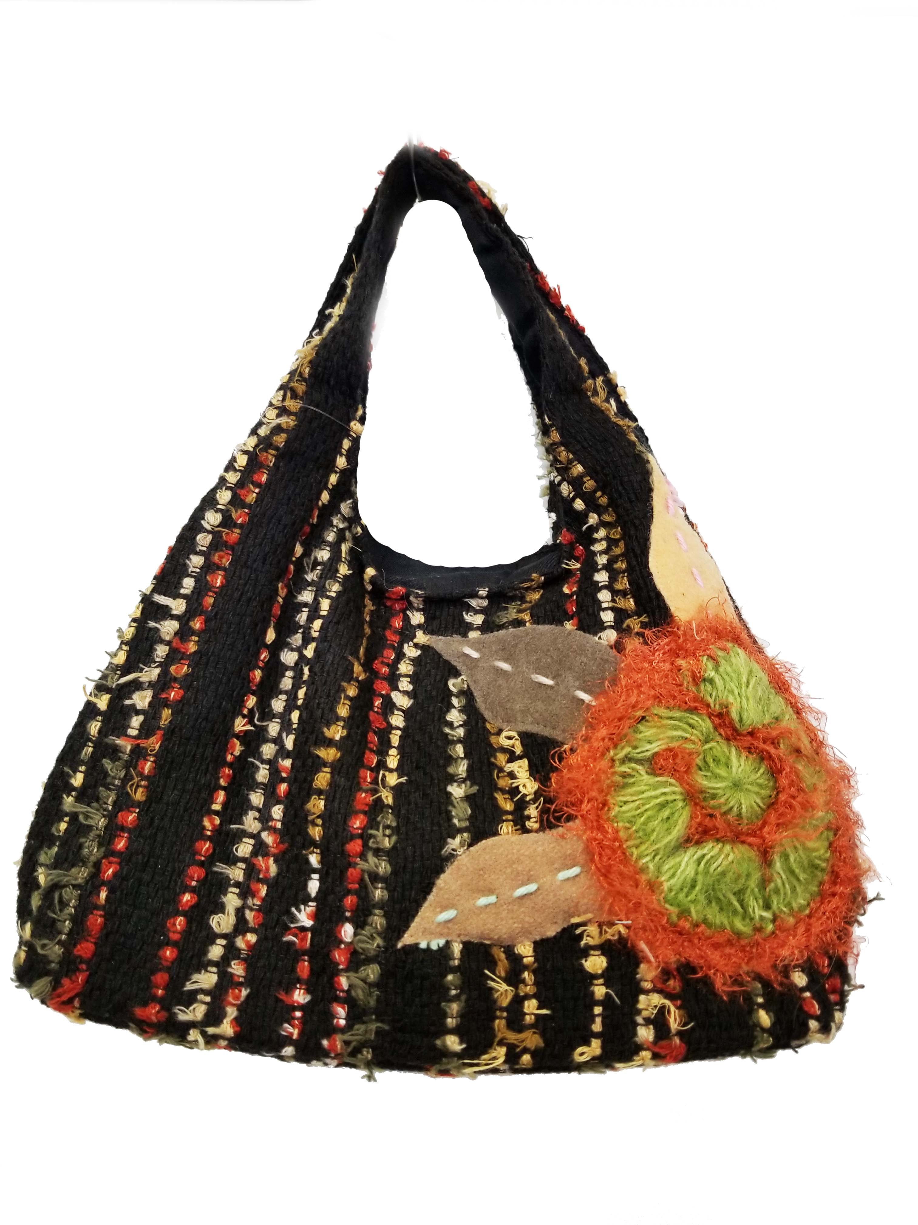 Ricki designs - Wholesale Tote Bag - Women's - FALL BOUCLE YARN EMBROIDERY APPLIQUE SMALL TACO TOTE0