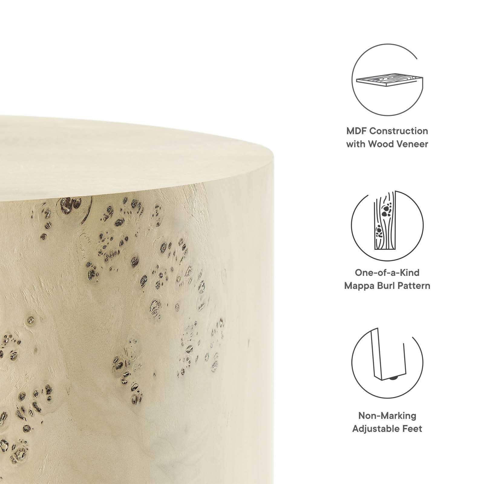 Modway - Wholesale Side Table - Cosmos 16" Round Burl Wood Side Table5