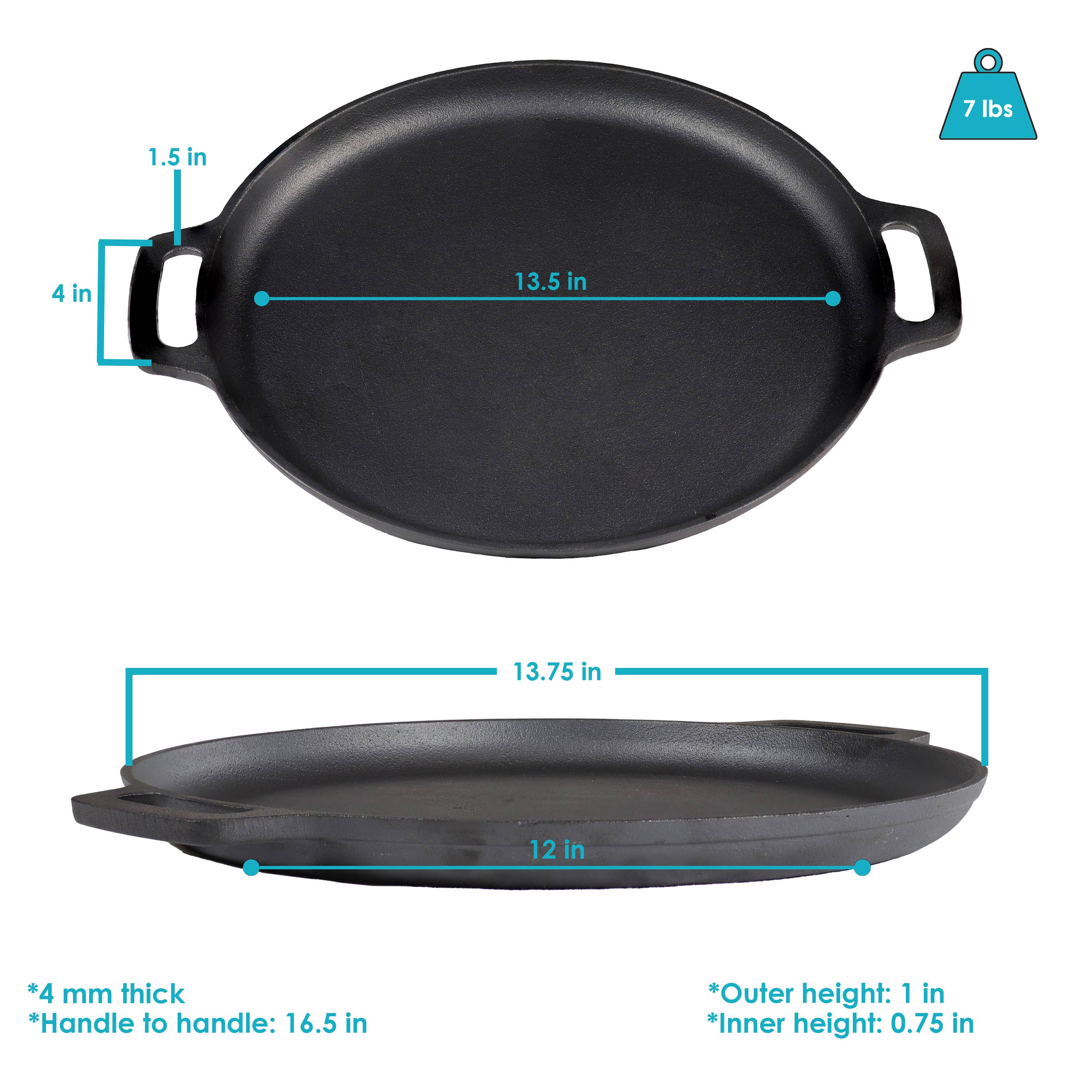 Sunnydaze Decor - Wholesale Pan - Seasoned Cast Iron Pizza Pan with Handles - 13.75-Inch3