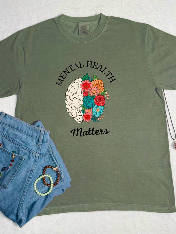 Saúde Mental Matéria Conforto Cores Tee por atacado de NyteSky Apparel