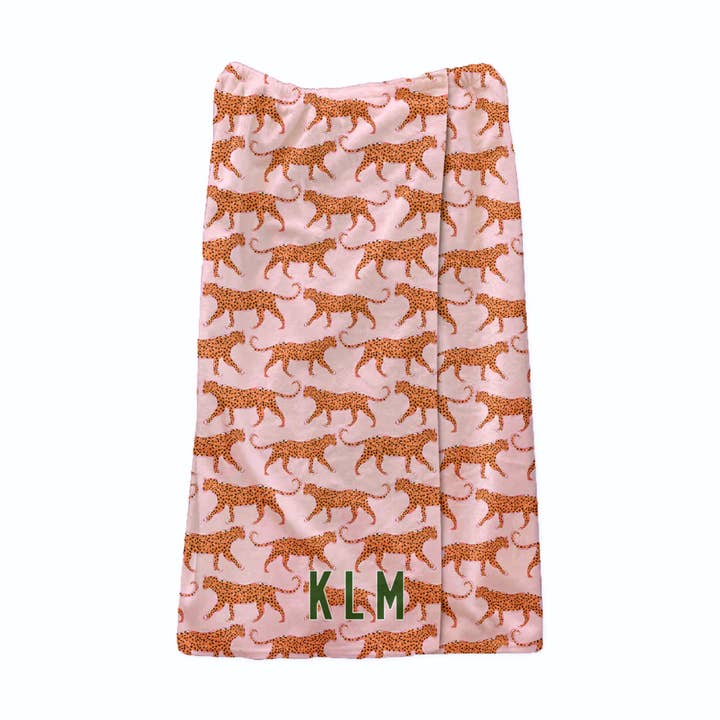Leopard Pink Towel | Spa Wrap Towels | Customized Spa Towels for wholesale by Clairebella Personalized Gifts & Pillows