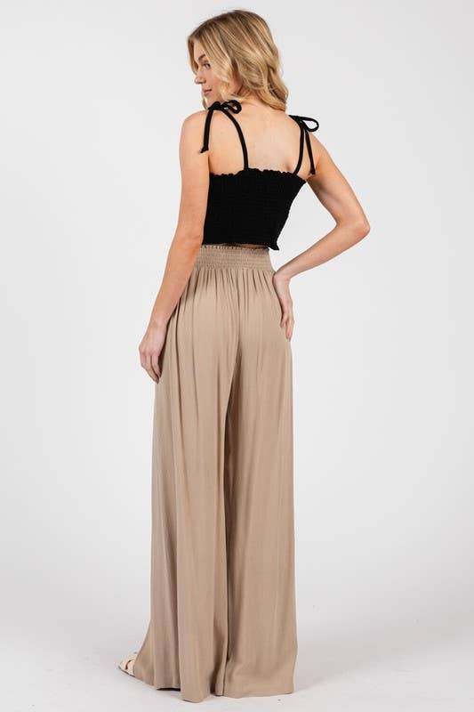 Final Touch - Wholesale Pants - Women's - Solid Front Slit Wide Leg Pants - VP361514
