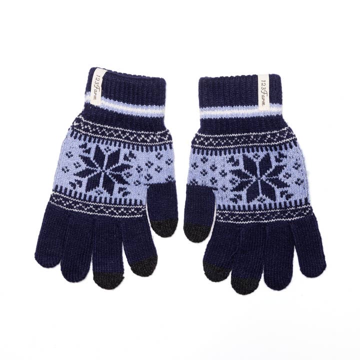 123 Farm Touchscreen Gloves –Cozy Knit with Snowflake Detail for wholesale by 123 Farm