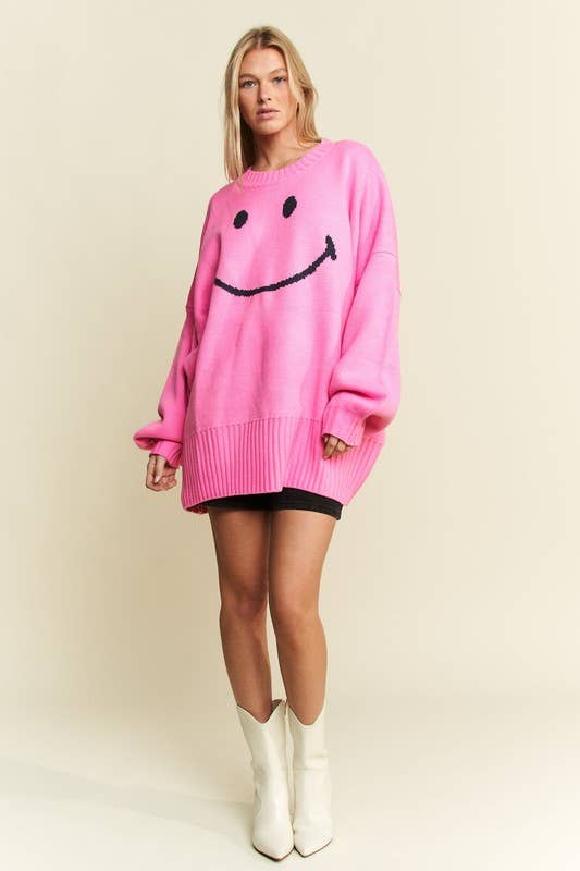 JADE BY JANE - Wholesale Knit Sweater - Women's - OVERSIZED LONG SLEEVE SMILE SWEATER11