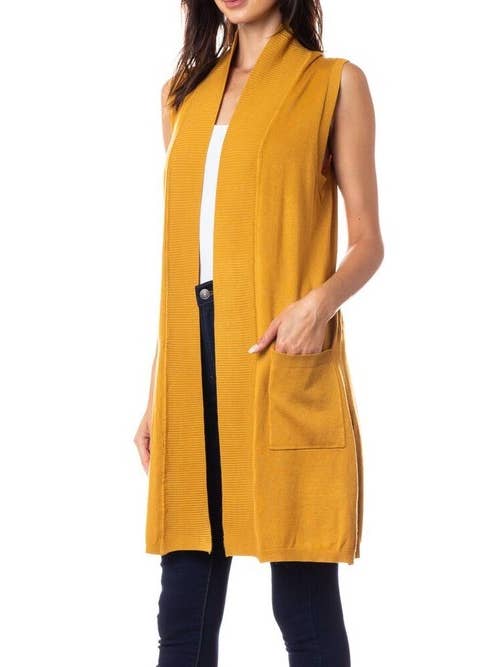 Newself Collection – wholesale Cardigan – Women’s – Sleeveless Open Front Long Sweater Cardigan